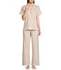 PJ Salvage x Susan G. Komen Short Sleeve Notch Collar Jersey Knit Leopard Print Pajama Set, Color:Blush - Image 1