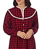 Color:Red/Plaid - Image 3 - Plaid Print Cotton Flannel Eyelet Lace V-Neck Ballet Holiday Nightgown