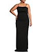 Color:Black - Image 1 - Plus Size Ruched Bodice Side Slit Long Dress