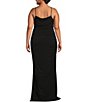 Color:Black - Image 2 - Plus Size Ruched Bodice Side Slit Long Dress