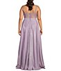 Color:Lavender - Image 2 - Plus Strapless Glitter Ball Gown