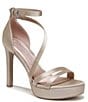 Color:Champagne - Image 1 - Pnina Tornai for Naturalizer Love 2 Satin Ankle Strap Platform Dress Sandals