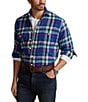 Color:Royal/White Multi - Image 1 - Big & Tall Brushed Flannel Long Sleeve Woven Shirt