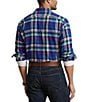 Color:Royal/White Multi - Image 2 - Big & Tall Brushed Flannel Long Sleeve Woven Shirt