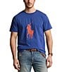 Color:Beach Royal - Image 1 - Big & Tall Classic Fit Big Pony Jersey Paint Splatter Short Sleeve Crew Neck T-Shirt