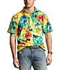 Color:Camarat Floral Yellow - Image 1 - Big & Tall Classic-Fit Floral Mesh Short Sleeve Polo Shirt