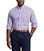 Color:Lavender/White - Image 1 - Big & Tall Classic Fit Gingham Stretch Poplin Long Sleeve Woven Shirt