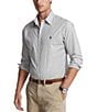 Color:Grey/White - Image 1 - Big & Tall Classic-Fit Gingham Stretch Poplin Long-Sleeve Woven Shirt