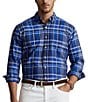 Color:Blue Multi - Image 1 - Big & Tall Classic-Fit Medium Plaid Oxford Long Sleeve Woven Shirt