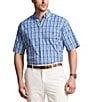 Color:Blue/Pink Multi - Image 1 - Big & Tall Classic Fit Performance Short Sleeve Plaid Shirt