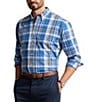Color:Blue Multi - Image 1 - Big & Tall Classic Fit Large Plaid Oxford Long Sleeve Woven Shirt