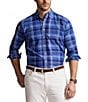 Color:Blue Multi - Image 1 - Big & Tall Classic Fit Plaid Oxford Long Sleeve Woven Shirt