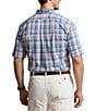 Color:Pink/Blue Multi - Image 2 - Big & Tall Classic Fit Plaid Performance Stretch Short Sleeve Twill Woven Shirt