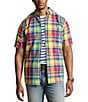 Color:Yellow/Red Multi - Image 1 - Big & Tall Classic Fit Plaid Short Sleeve Oxford Shirt