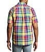 Color:Yellow/Red Multi - Image 2 - Big & Tall Classic Fit Plaid Short Sleeve Oxford Shirt