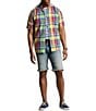 Color:Yellow/Red Multi - Image 3 - Big & Tall Classic Fit Plaid Short Sleeve Oxford Shirt