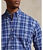 Color:Blue/Multi - Image 4 - Big & Tall Classic Fit Plaid Stretch Poplin Woven Shirt