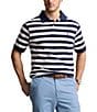 Color:Newport Navy/White - Image 1 - Big & Tall Classic Fit Stripe Mesh Short Sleeve Polo Shirt