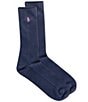 Color:Navy - Image 1 - Big & Tall Classic Solid Crew Socks
