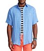 Color:Harbor Island Blue - Image 1 - Big & Tall Linen Short-Sleeve Woven Shirt