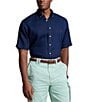 Color:Newport Navy - Image 1 - Big & Tall Linen Short Sleeve Woven Shirt