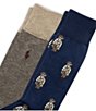 Polo Ralph Lauren Big & Tall Mini Bear Patterned Dress Socks 2-Pack, Color:Navy - Image 2