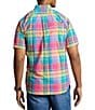Color:Pink/Turq Multi - Image 2 - Big & Tall Plaid Oxford Short Sleeve Woven Shirt
