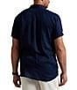 Polo Ralph Lauren Big & Tall Solid Linen Short Sleeve Woven Shirt, Color:Newport Navy - Image 2