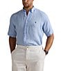 Polo Ralph Lauren Big & Tall Solid Linen Short Sleeve Woven Shirt, Color:Office Blue - Image 1