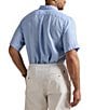 Polo Ralph Lauren Big & Tall Solid Linen Short Sleeve Woven Shirt, Color:Office Blue - Image 2