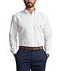 Color:White - Image 1 - Big & Tall Solid Oxford Performance Stretch Long Sleeve Woven Shirt