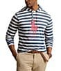 Color:Clancy Blue/Nevis - Image 1 - Big & Tall Striped Big Pony Long Sleeve Hoodie T-Shirt