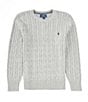 Color:Andover Heather - Image 1 - Big Boys 8-20 Long Sleeve Cable Knit Sweater