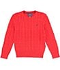 Color:RL 2000 Red - Image 1 - Big Boys 8-20 Long Sleeve Cable Knit Sweater
