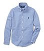 Color:Blue Multi - Image 1 - Big Boys 8-20 Long Sleeve Gingham Poplin Sportshirt