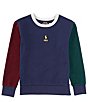Color:Refined Navy Multi - Image 1 - Big Boys 8-20 Long Sleeve Color Blocked Double Knit Sweatshirt