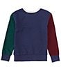 Color:Refined Navy Multi - Image 2 - Big Boys 8-20 Long Sleeve Color Blocked Double Knit Sweatshirt
