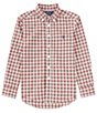 Color:Red/Cream Multi - Image 1 - Big Boys 8-20 Long Sleeve Plaid Poplin Shirt
