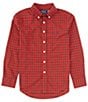Color:Red/Black Multi - Image 1 - Big Boys 8-20 Long Sleeve Plaid Poplin Shirt