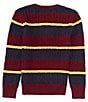 Color:Harvard Wine/Gold Bugle/RL Navy - Image 2 - Big Boys 8-20 Long Sleeve Striped Polo Crest Sweater