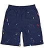 Color:Newport Navy - Image 1 - Big Boys 8-20 Paint-Spatter Fleece Shorts
