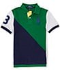 Color:Athletic Green - Image 1 - Big Boys 8-20 Short-Sleeve Big Pony Color Block Mesh Polo Shirt