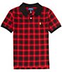 Color:Martin Red - Image 1 - Big Boys 8-20 Short Sleeve Buffalo Check Mesh Polo Shirt