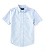 Color:BSR Blue - Image 1 - Big Boys 8-20 Short-Sleeve Cotton Oxford Button Front Shirt