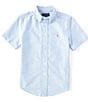 Color:Blue - Image 1 - Big Boys 8-20 Short-Sleeve Cotton Oxford Button Down Shirt