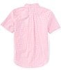 Color:Pink/White - Image 2 - Big Boys 8-20 Short Sleeve Gingham Poplin Shirt