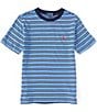 Color:New England Blue Multi - Image 1 - Big Boys 8-20 Short-Sleeve Halo Stripe T-Shirt