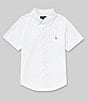 Color:White - Image 1 - Big Boys 8-20 Short Sleeve Knit Oxford Shirt