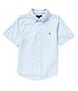 Color:Elite Blue - Image 1 - Big Boys 8-20 Short Sleeve Knit Oxford Shirt