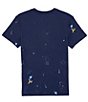 Color:Newport Navy - Image 2 - Big Boys 8-20 Short Sleeve Paint Splatter/Logo Jersey T-Shirt